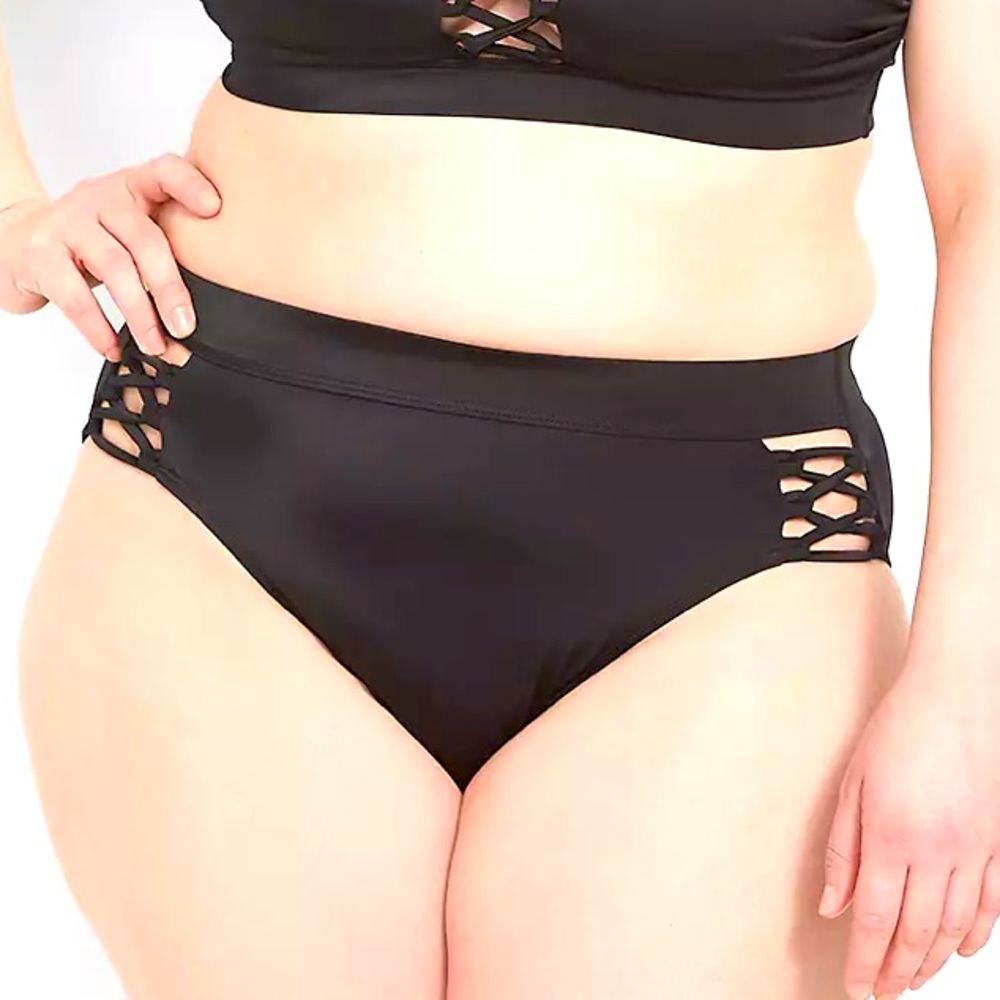 Cacique by Lane Bryant’s Strappy High-Leg Swim Brief (matching top in closet)